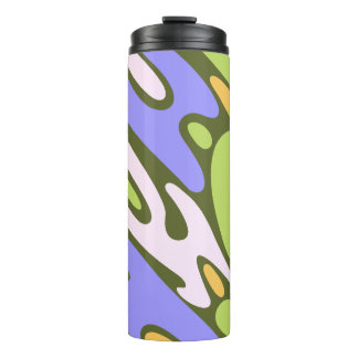 Olive and Lavender Diagonal Brushstroke Pattern Thermal Tumbler
