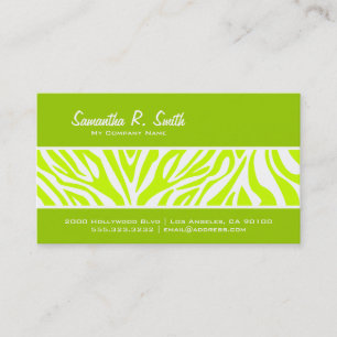 Olive and Lime Green Zebra Stripe Business Card
