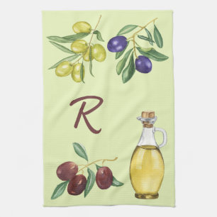  Olive And Oil    Tea Towel