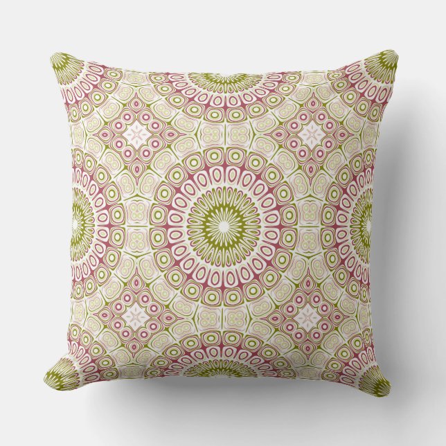 Olive and Rose Mandala Pattern Cushion (Front)