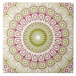 Olive and Rose Mandala Pattern Tile