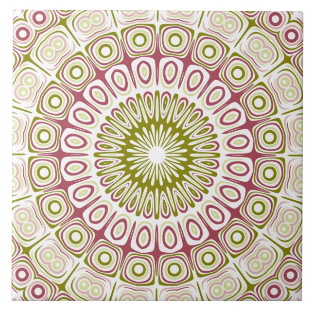 Olive and Rose Mandala Pattern Tile (Front)