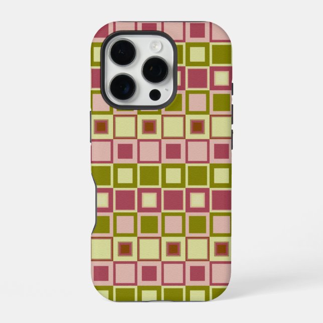 Olive and Rose Square Pattern iPhone Case (Back)
