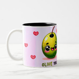 olive and strawberry Two-Tone coffee mug