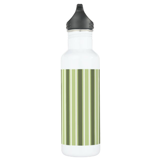 Olive and white candy stripes 710 ml water bottle (Right)