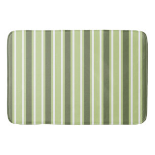 Olive and white candy stripes bath mat