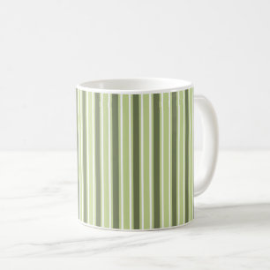 Olive and white candy stripes coffee mug