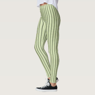 Olive and white candy stripes leggings