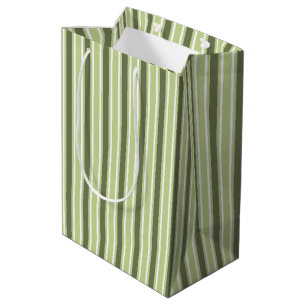 Olive and white candy stripes medium gift bag