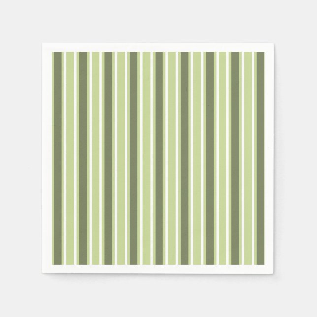 Olive and white candy stripes napkin (Front)