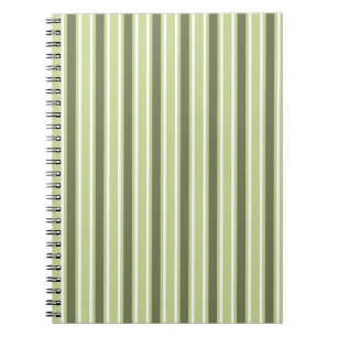 Olive and white candy stripes notebook