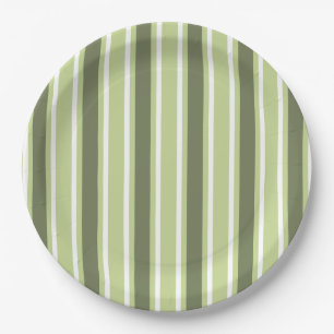 Olive and white candy stripes paper plate