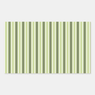 Olive and white candy stripes rectangular sticker