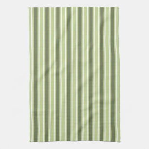 Olive and white candy stripes tea towel