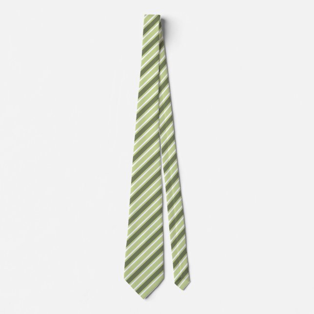 Olive and white candy stripes tie (Front)