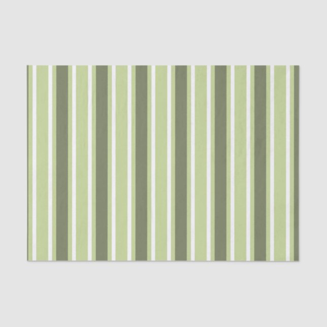 Olive and white candy stripes tissue paper (Front)