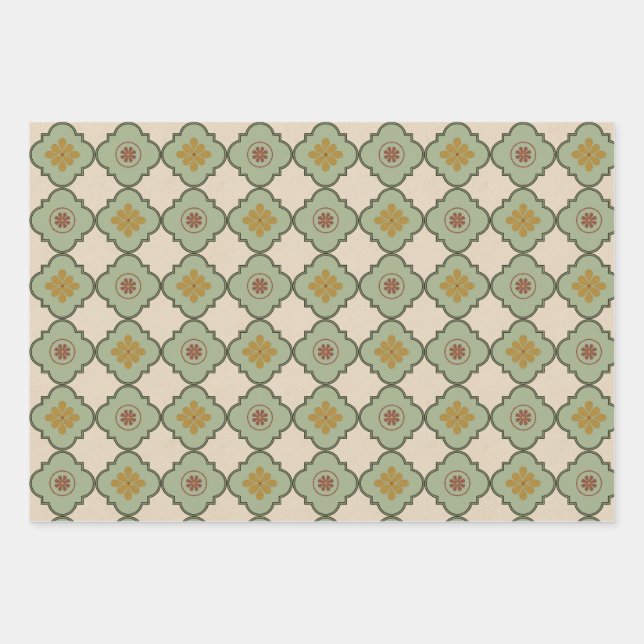 Olive Arcade Wrapping Paper Sheet (Front)