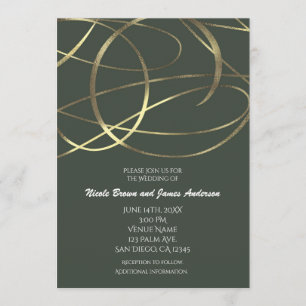 Olive Army Green & Gold Faux Foil Invitations