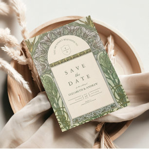 Olive Art Nouveau wedding Save The Date