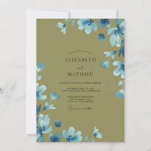 Olive Azure Wildflower Wedding Invitation