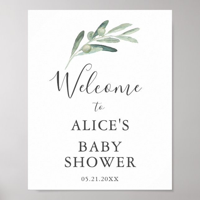 Olive Baby Shower Welcome Sign (Front)