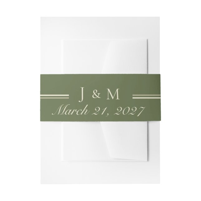 Olive & Beige Invitation Belly Band (Front Example)