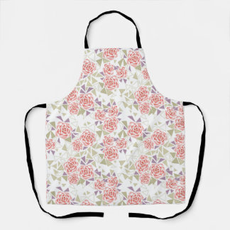olive beige mosaic floral pattern retro apron