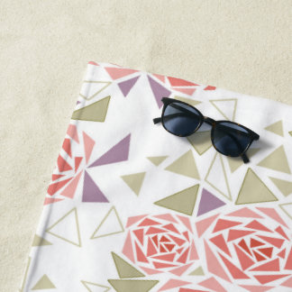 olive beige mosaic floral pattern retro beach towel