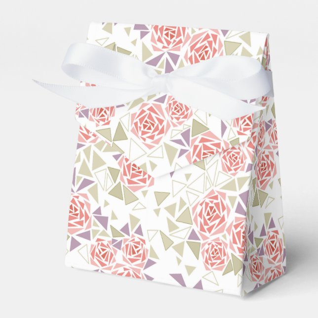 olive beige mosaic floral pattern retro  favour box (Front Side)
