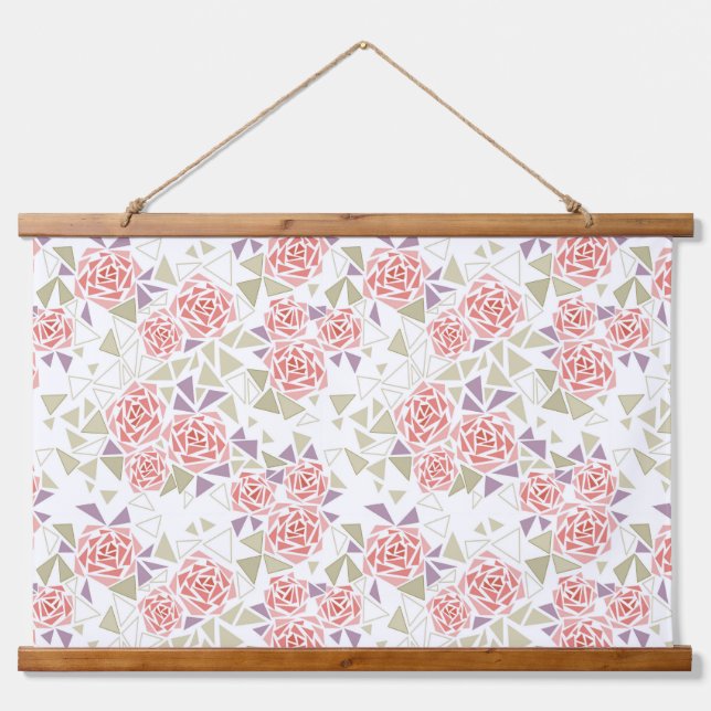 olive beige mosaic floral pattern retro  hanging tapestry (Front)