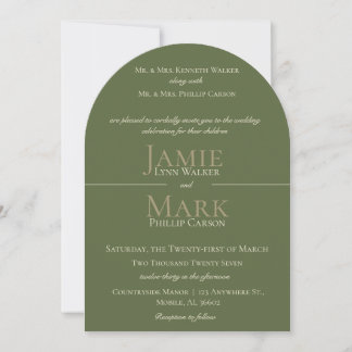 Olive & Beige Neutral Wedding Invitation