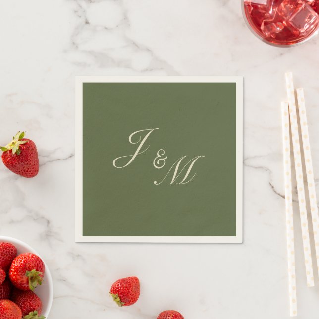 Olive & Beige Wedding Reception Napkin (Insitu)