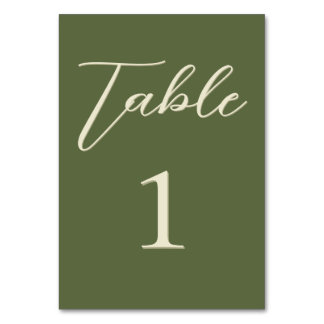 Olive & Beige Wedding Table Number