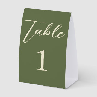 Olive & Beige Wedding Table Numbers