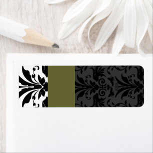 Olive & Black Bumble Bee Damask Address