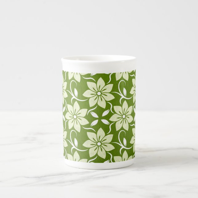 Olive Blossom Repeat Bone China Mug (Front)