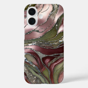 Olive Blush Marble Phone Case Gold Luxury