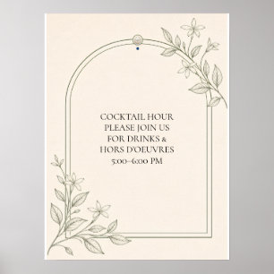 Olive Botanical Cocktail Hour Wedding Sign