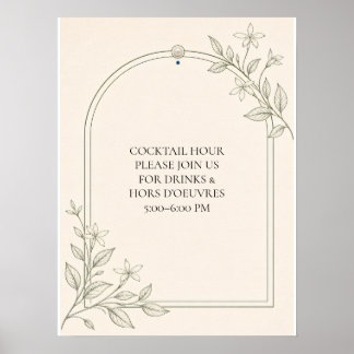 Olive Botanical Cocktail Hour Wedding Sign