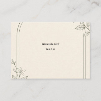 Olive Botanical Place Card with Table Number