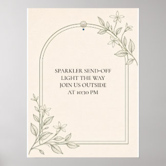 Olive Botanical Sparkler Send-Off Wedding Sign