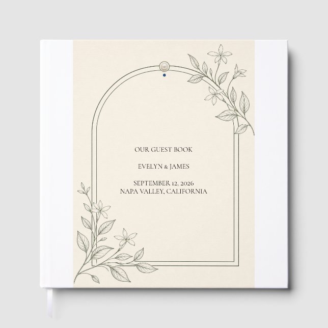 Olive Botanical Wedding Guest Book (Front)