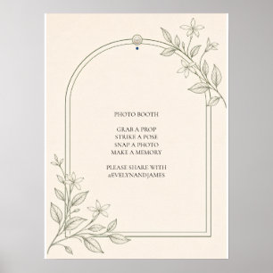 Olive Botanical Wedding Photo Booth Sign
