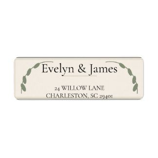 Olive Botanical Wedding Return Address Label