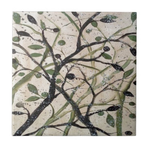 Olive Branch Abstract Art Tile