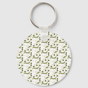 Olive Branch and Leaves Seamless Pattern       Key Ring