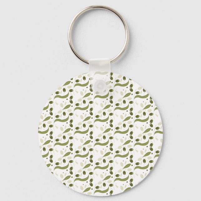 Olive Branch and Leaves Seamless Pattern       Key Ring (Front)