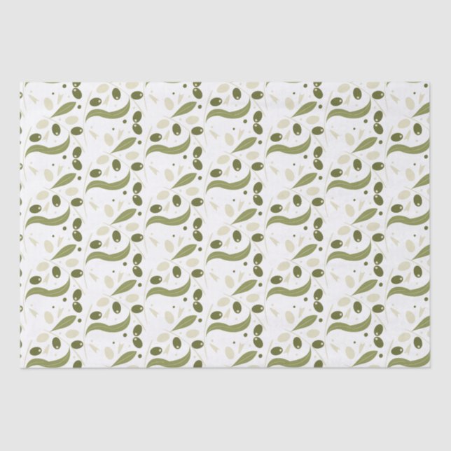 Olive Branch and Leaves Seamless Pattern     Tissue Paper (Front)