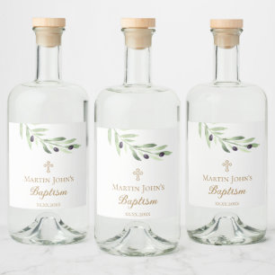 olive branch Baptism  Liquor Bottle Label