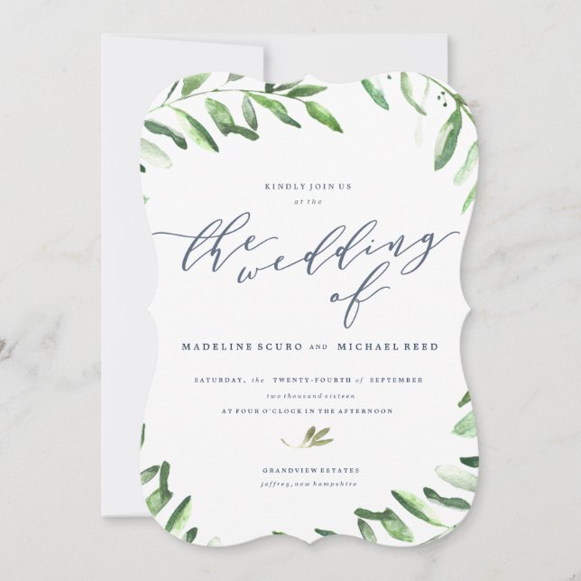 Olive Branch Boho Garden Wedding Invitation (Front)